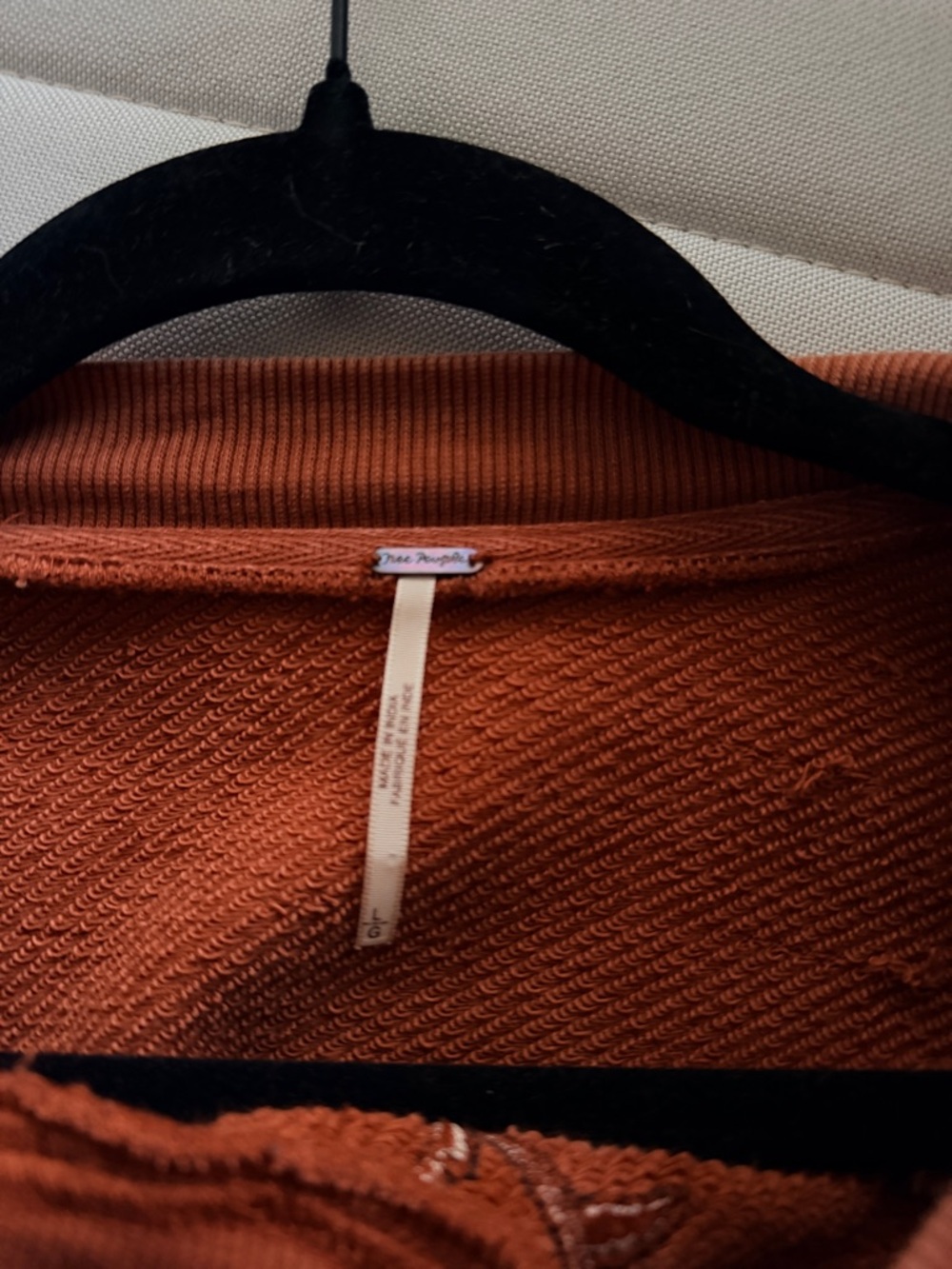 Free People Burnt Orange Cropped Knit Embroidered Sweatshirt L - Picture 4 of 4